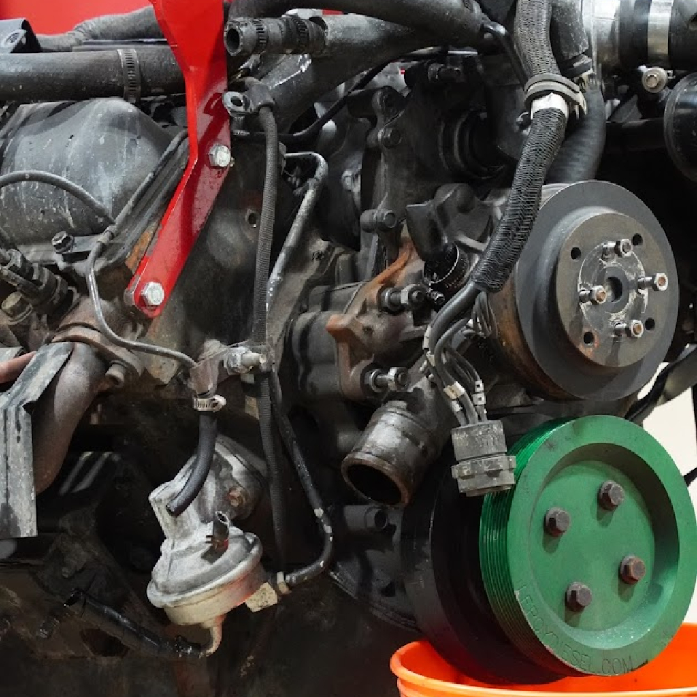humvee engine in the process of replacement